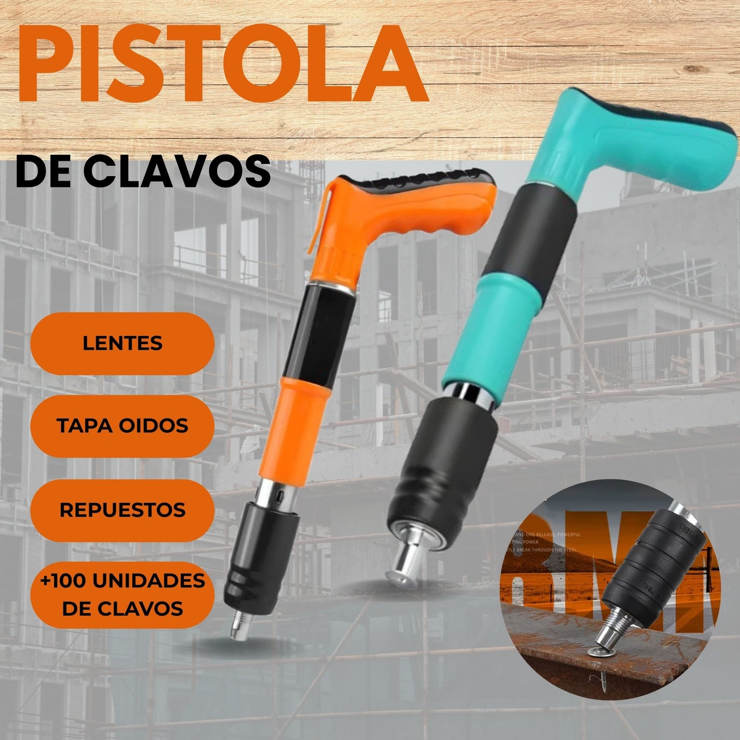 Pistola De Clavos + 100 Clavos De Regalo